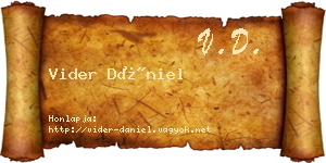Vider Dániel névjegykártya