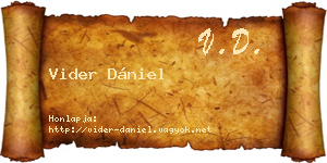 Vider Dániel névjegykártya